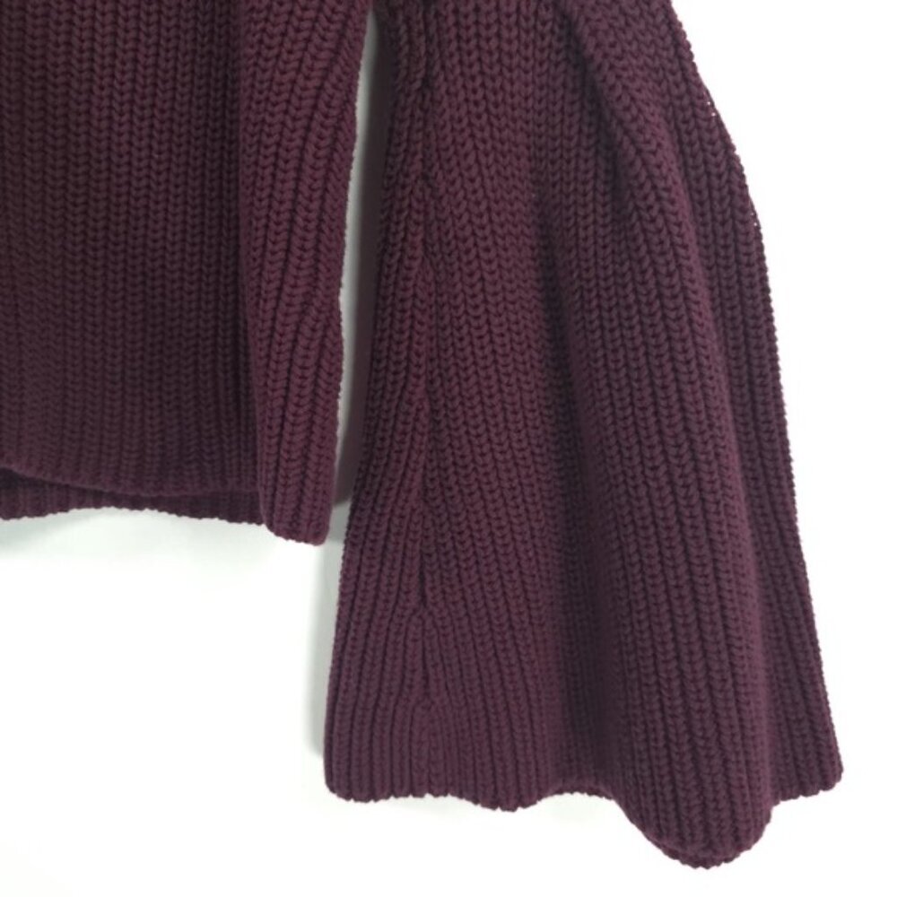 Free People Damsel Sweater Purple Bell Sleeve V Neck Rib Knit Boho Size S/P‎ - Picture 8 of 9